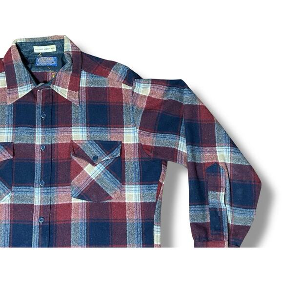 Vintage Pendleton 100% Virgin Wool High‎ Grade Western Wear Plaid Shirt L - Picture 3 of 14